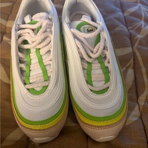 Nike White, Green, and Yellow Sneakers Airmax